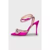 Slingbacks with heels decorated with rhinestones