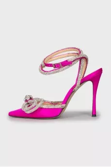 Slingbacks with heels decorated with rhinestones