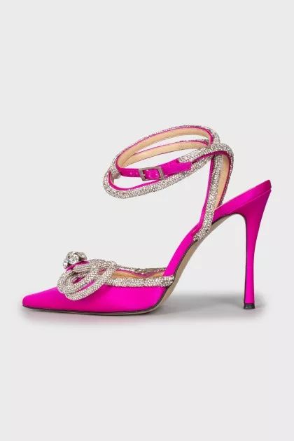 Slingbacks with heels decorated with rhinestones
