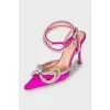 Slingbacks with heels decorated with rhinestones