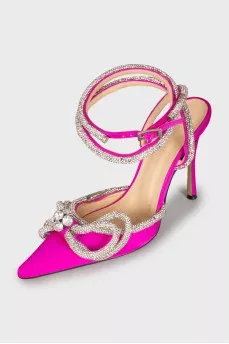 Slingbacks with heels decorated with rhinestones