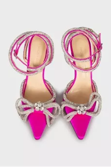 Slingbacks with heels decorated with rhinestones