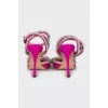 Slingbacks with heels decorated with rhinestones
