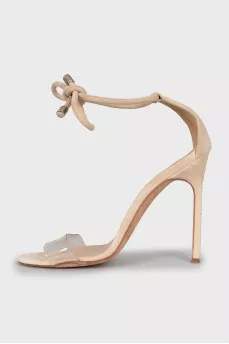 Suede stiletto heel sandals with laces