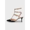 Rockstud leather slingbacks