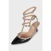 Rockstud leather slingbacks