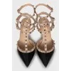 Rockstud leather slingbacks