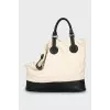 Vintage shopper made of textile and leather
