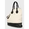 Vintage shopper made of textile and leather