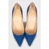 Blue patent leather pumps