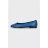 Blue leather ballet flats with logo