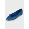 Blue leather ballet flats with logo