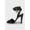 Black leather sandals