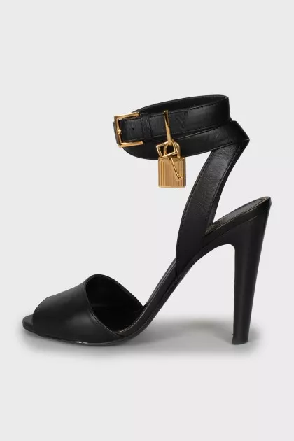 Black leather sandals