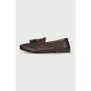 Men's Leather Loafers with Weave on the Seam
