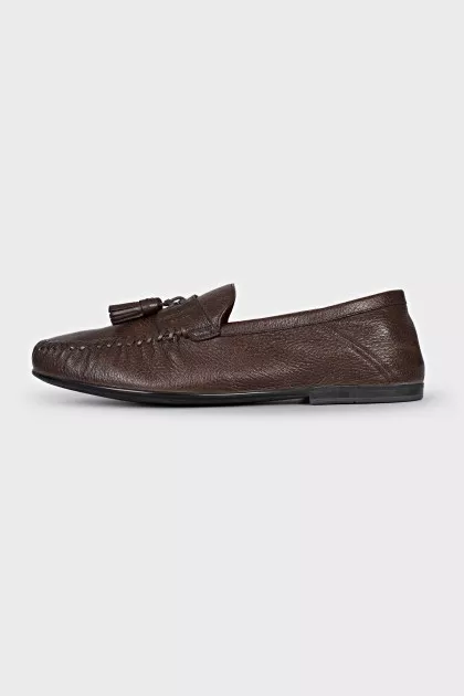 Men's Leather Loafers with Weave on the Seam