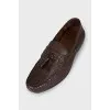 Men's Leather Loafers with Weave on the Seam