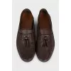 Men's Leather Loafers with Weave on the Seam