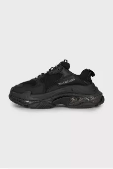 Black textile and leather sneakers