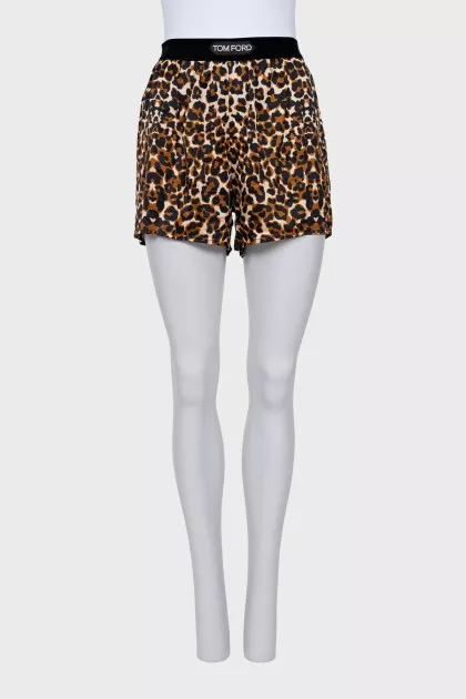 Animal Print Silk Shorts