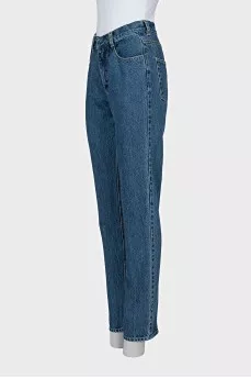 Blue straight fit jeans with tag