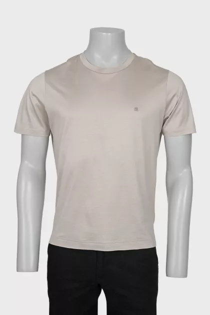 Men's beige t-shirt with embroidered logo