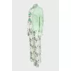 Silk suit in a combined print