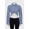 Cropped check shirt with tag