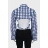 Cropped check shirt with tag