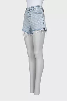 Denim shorts with print
