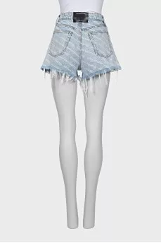 Denim shorts with print