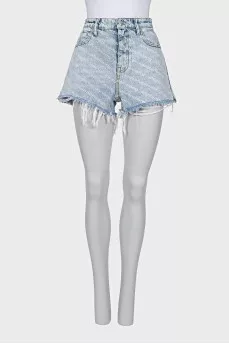 Denim shorts with print