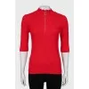Red ribbed pullover