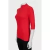 Red ribbed pullover