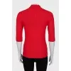 Red ribbed pullover
