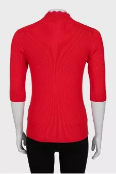 Red ribbed pullover