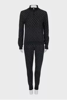 Suit of a cardigan with a zipper and trousers