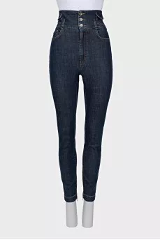 High Waist Jeans with Embroidery