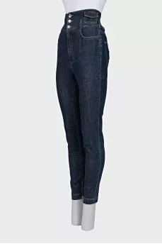 High Waist Jeans with Embroidery