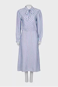 Fitted Blue Striped Dress