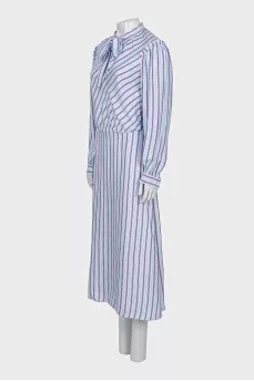 Fitted Blue Striped Dress