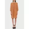 Pleated silk caramel dress