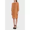 Pleated silk caramel dress