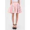 Pink silk flared skirt