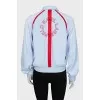 Blue sports jacket with a zipper