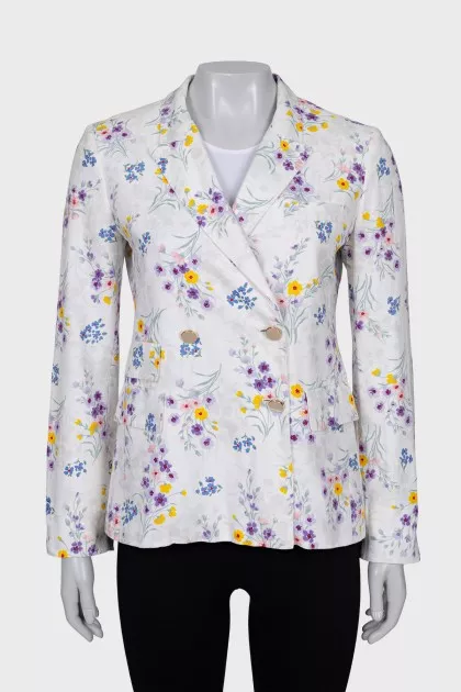 White jacket with floral print