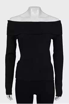 Black off-shoulder long sleeve top