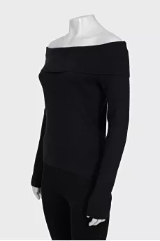 Black off-shoulder long sleeve top