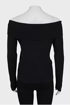 Black off-shoulder long sleeve top