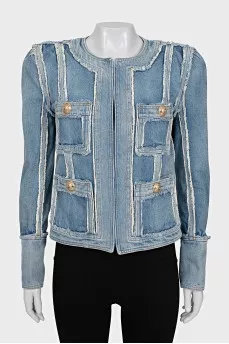 Denim jacket with raw seams